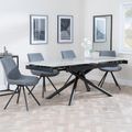 Apollo Grey Ceramic Extending Dining Set - Boden Grey Fabric Swivel Dining Chair