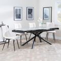 Apollo Grey Ceramic Extending Dining Set - Corona Beige Fabric Dining Chair