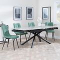 Apollo Grey Ceramic Extending Dining Set - Corona Green Fabric Dining Chair