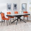Apollo Grey Ceramic Extending Dining Set - Corona Orange Fabric Dining Chair