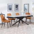 Apollo Grey Ceramic Extending Dining Set - Darwin Orange Fabric Dining Chair