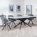 Apollo Grey Ceramic Extending Dining Set - Ion Dark Grey Velvet Fabric Swivel Dining Chair