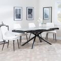Apollo Grey Ceramic Extending Dining Set - Peyton Cream Fabric Dining Chair