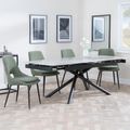 Apollo Grey Ceramic Extending Dining Set - Peyton Green Fabric Dining Chair