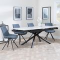 Apollo White Ceramic Extending Dining Set - Boden Dark Grey Fabric Swivel Dining Chair