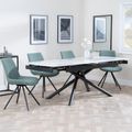 Apollo White Ceramic Extending Dining Set - Boden Green Fabric Swivel Dining Chair