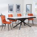 Apollo White Ceramic Extending Dining Set - Corona Orange Fabric Dining Chair