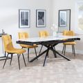 Apollo White Ceramic Extending Dining Set - Corona Yellow Fabric Dining Chair