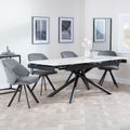 Apollo Extending Dining Set - 6-10 Seater - 160cm-220cm - White Ceramic - Ion Swivel Dining Chair - Dark Grey Velvet Fabric