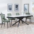 Apollo Extending Dining Set - 6-10 Seater - 160cm-220cm - White Ceramic - Peyton Dining Chair - Green Fabric