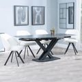 Arctic Black Ceramic Swivel Top Extending Dining Set - Ion Cream Boucle Teddy Fabric Swivel Dining Chair