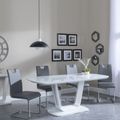 Athos White Glass Dining Set - Bianco Grey Faux Leather Dining Chair