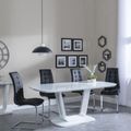 Athos White Glass Dining Set - Jamison Black Faux Leather Dining Chair