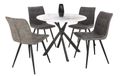 Avesta White Marble Effect Round Dining Table and 4 Rodeo Dark Grey Chairs