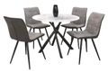 Avesta White Marble Effect Round Dining Table and 4 Rodeo Light Grey Chairs