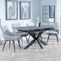 Bari Grey Ceramic Extending Dining Set - Ace Grey Fabric Swivel Dining Chair