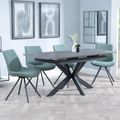 Bari Grey Ceramic Extending Dining Set - Boden Green Fabric Swivel Dining Chair