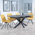 Bari Grey Ceramic Extending Dining Set - Boden Yellow Fabric Swivel Dining Chair