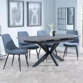 Bari Grey Ceramic Extending Dining Set - Darwin Dark Grey Fabric Dining Chair