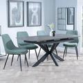 Bari Grey Ceramic Extending Dining Set - Darwin Green Fabric Dining Chair
