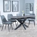 Bari Grey Ceramic Extending Dining Set - Darwin Grey Fabric Dining Chair