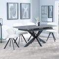 Bari Grey Ceramic Extending Dining Set - Ion Cream Boucle Teddy Fabric Swivel Dining Chair