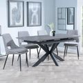 Bari Grey Ceramic Extending Dining Set - Peyton Grey Fabric Dining Chair