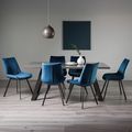 Hirst Grey Painted Glass Dining Table Set - 6 Seater - 90cm - 6 Fontana Blue Velvet Chairs