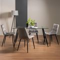 Martini Glass Dining Table Set - 6 Seater - 140cm - 4 Mondrian Grey Velvet Chairs