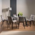 Martini Glass Dining Table Set - 6 Seater - 140cm - 6 Mondrian Grey Velvet Chairs