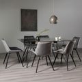 Miro Glass Dining Table Set - 6 Seater - 160cm - 6 Seurat Grey Velvet Chairs