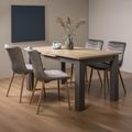 Oakham Scandi Oak Extending Dining Table Set - 4-6 Seater - 152cm-192cm - 4 Eriksen Grey Velvet Chairs
