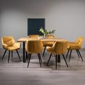 Ramsay Oak Dining Table Set - 6 Seater - 160cm - U Leg - 6 Dali Mustard Velvet Chairs