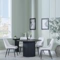 Bern Fluted Black 4 Seater Round Dining Set - 4 Darwin Cream Fabric Dining Chair