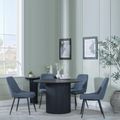 Bern Fluted Dining Set - 4 Seater - 120cm - Round - Black - 4x Darwin Dining Chairs - Dark Grey Fabric