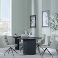 Bern Fluted Black 4 Seater Round Dining Set - 4 Diego Beige Leather Swivel Dining Chair
