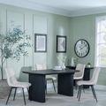 Bern Fluted Black Dining Set - Corona Beige Fabric Chairs
