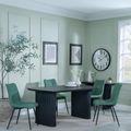 Bern Fluted Black Dining Set - Corona Green Fabric Chairs