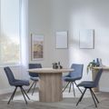 Bern Fluted Oak Effect 4 Seater Round Dining Set - 4 Boden Dark Grey Fabric Swivel Dining Chair