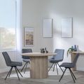 Bern Fluted Dining Set - 4 Seater - 120cm - Round - Oak - 4x Boden Swivel Dining Chairs - Grey Fabric