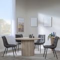 Bern Fluted Oak Effect 4 Seater Round Dining Set - 4 Corona Grey Fabric Chairs