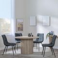 Bern Fluted Oak Effect 4 Seater Round Dining Set - 4 Corona Light Grey Fabric Chairs