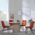Bern Fluted Oak Effect 4 Seater Round Dining Set - 4 Corona Orange Fabric Chairs