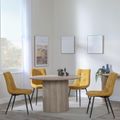 Bern Fluted Oak Effect 4 Seater Round Dining Set - 4 Corona Yellow Fabric Chairs