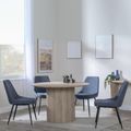 Bern Fluted Dining Set - 4 Seater - 120cm - Round - Oak - 4x Darwin Dining Chairs - Dark Grey Fabric