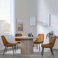 Bern Fluted Oak Effect 4 Seater Round Dining Set - 4 Darwin Orange Fabric Dining Chair
