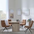 Bern Fluted Oak Effect 4 Seater Round Dining Set - 4 Diego Brown Leather Swivel Dining Chair