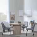 Bern Fluted Oak Effect 4 Seater Round Dining Set - 4 Peyton Grey Fabric Dining Chair