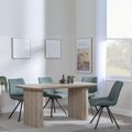 Bern Fluted Oak Effect Dining Set - Boden Green Fabric Swivel Dining Chair