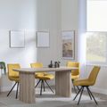 Bern Fluted Oak Effect Dining Set - Boden Yellow Fabric Swivel Dining Chair
